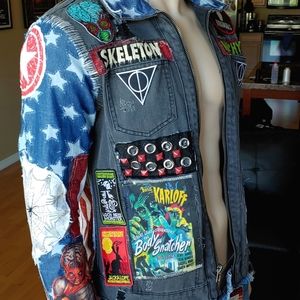 Custom Horror Punk Denim Jacket Medium Men